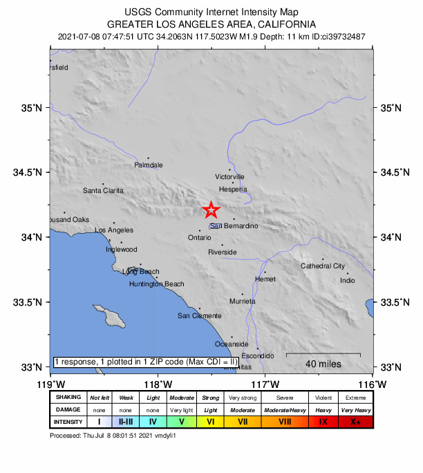 Did You Feel It? map: shaking reported by the public