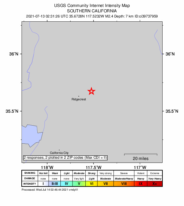 Did You Feel It? map: shaking reported by the public