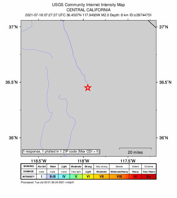 Did You Feel It? map: shaking reported by the public