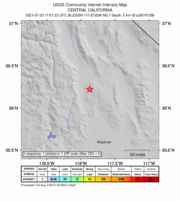 Did You Feel It? map: shaking reported by the public