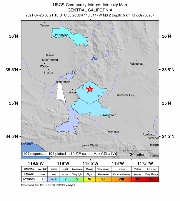 Did You Feel It? map: shaking reported by the public