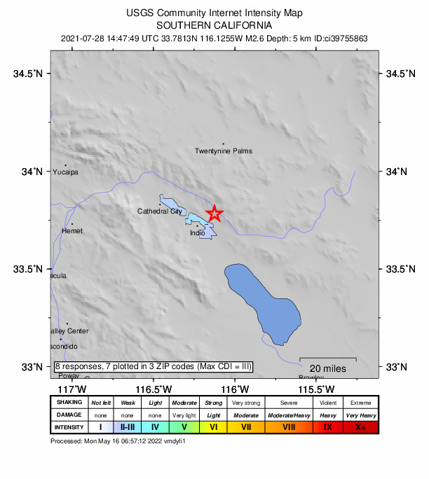 Did You Feel It? map: shaking reported by the public
