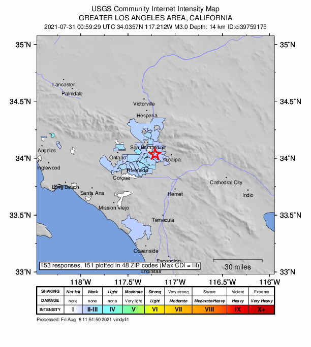 Did You Feel It? map: shaking reported by the public