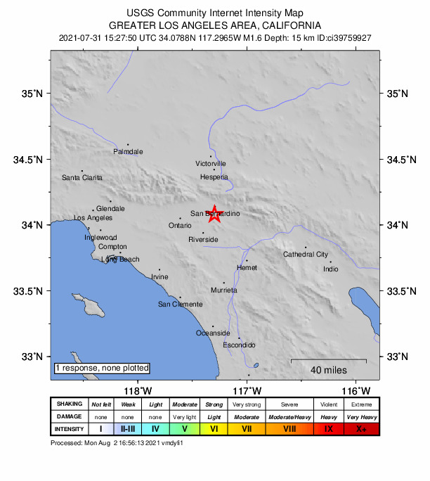 Did You Feel It? map: shaking reported by the public