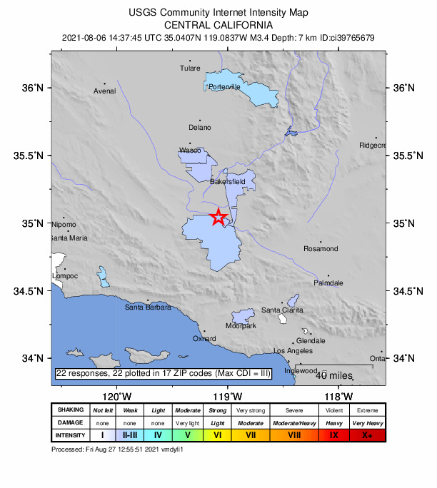 Did You Feel It? map: shaking reported by the public