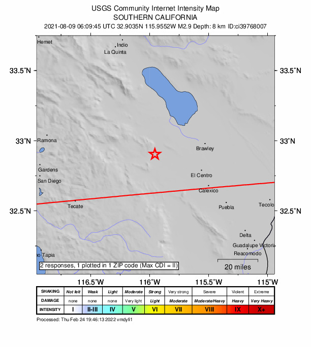 Did You Feel It? map: shaking reported by the public