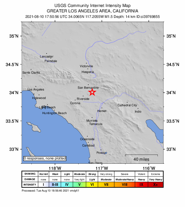 Did You Feel It? map: shaking reported by the public