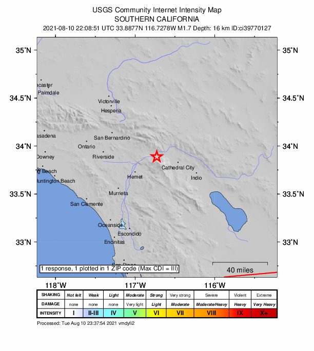 Did You Feel It? map: shaking reported by the public