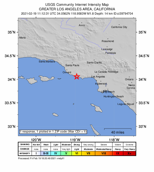 Did You Feel It? map: shaking reported by the public