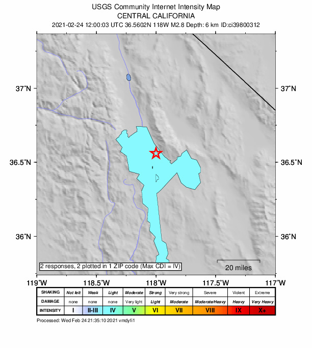 Did You Feel It? map: shaking reported by the public