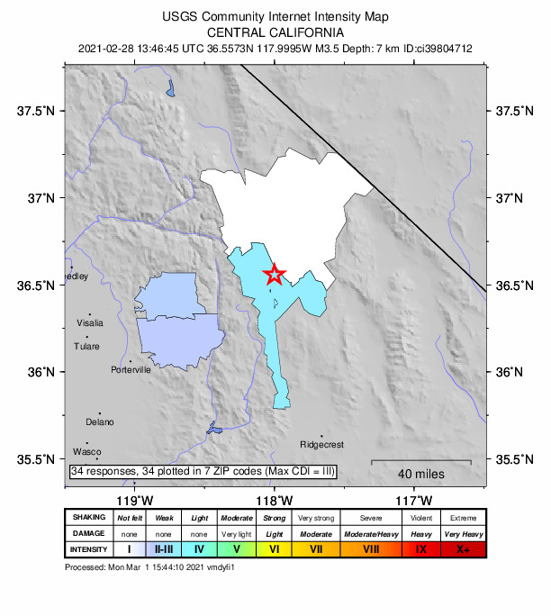 Did You Feel It? map: shaking reported by the public