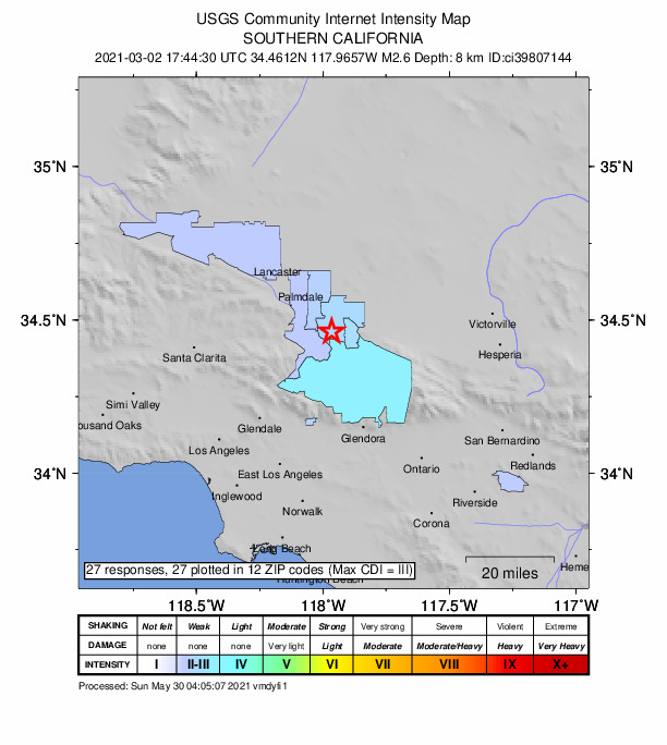 Did You Feel It? map: shaking reported by the public