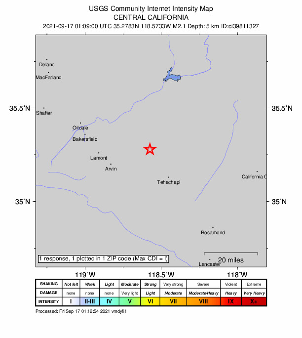 Did You Feel It? map: shaking reported by the public
