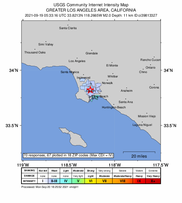 Did You Feel It? map: shaking reported by the public