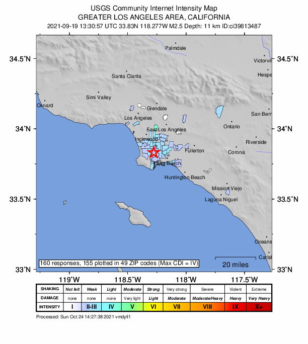 Did You Feel It? map: shaking reported by the public