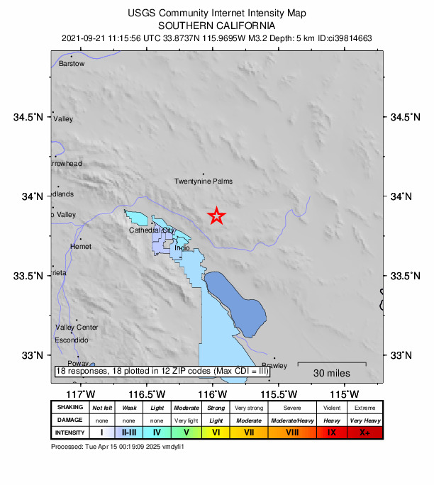 Did You Feel It? map: shaking reported by the public