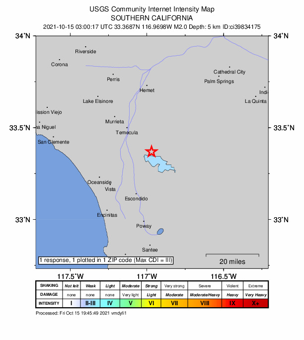 Did You Feel It? map: shaking reported by the public