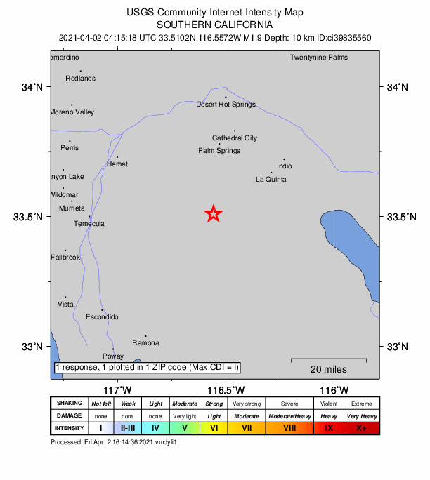 Did You Feel It? map: shaking reported by the public