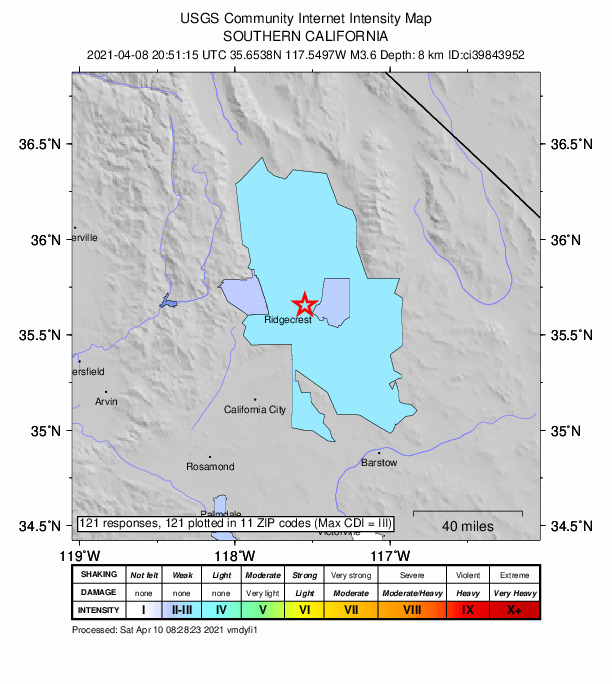 Did You Feel It? map: shaking reported by the public