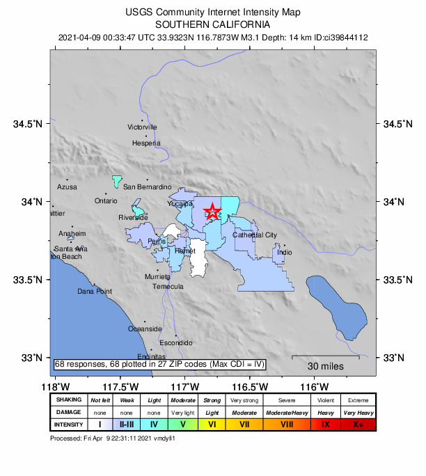 Did You Feel It? map: shaking reported by the public