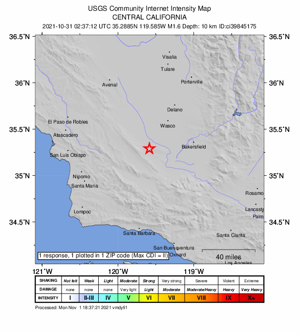 Did You Feel It? map: shaking reported by the public