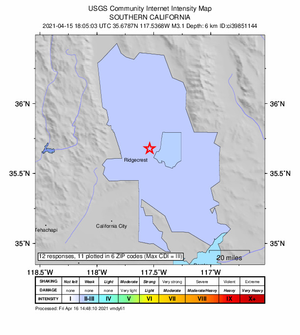 Did You Feel It? map: shaking reported by the public