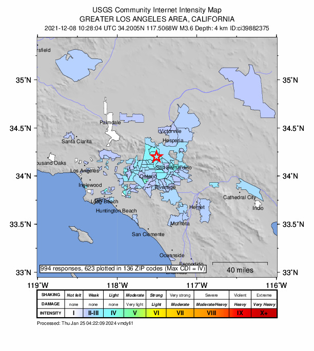 Did You Feel It? map: shaking reported by the public