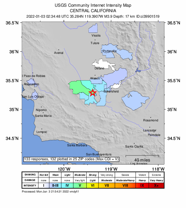 Did You Feel It? map: shaking reported by the public