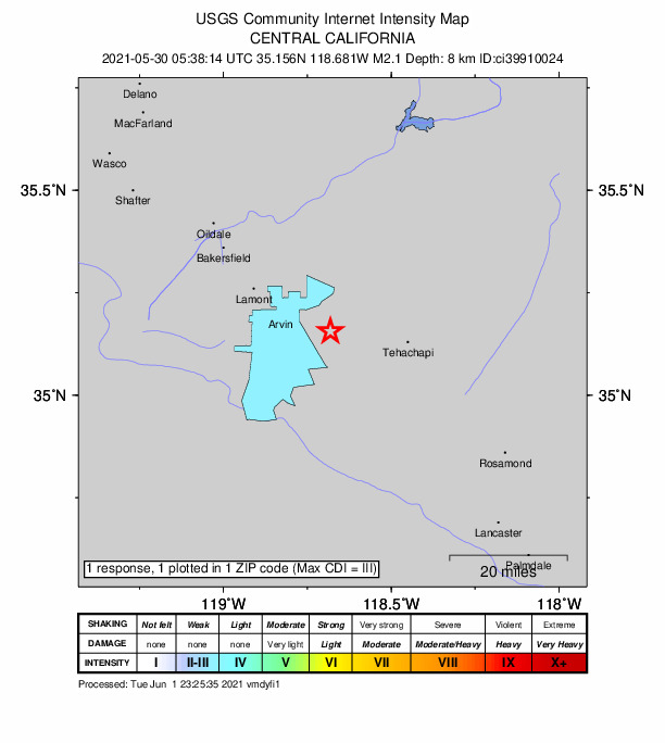 Did You Feel It? map: shaking reported by the public