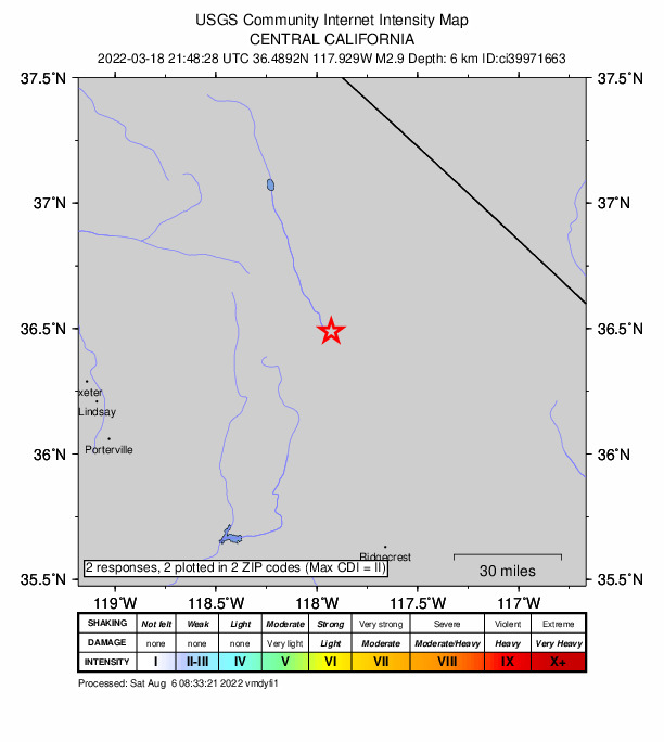 Did You Feel It? map: shaking reported by the public
