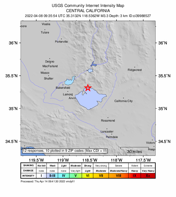 Did You Feel It? map: shaking reported by the public