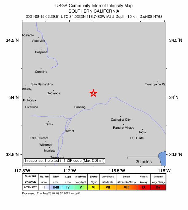Did You Feel It? map: shaking reported by the public