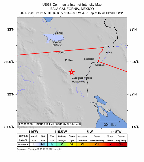 Did You Feel It? map: shaking reported by the public