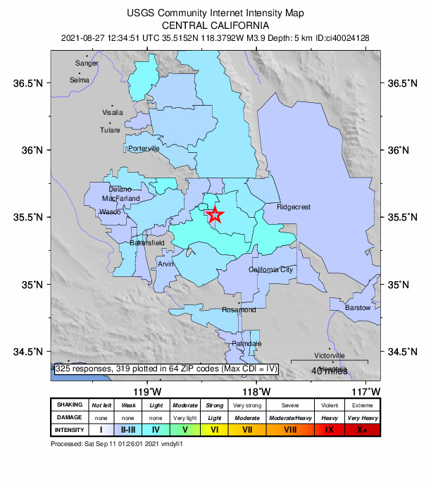 Did You Feel It? map: shaking reported by the public