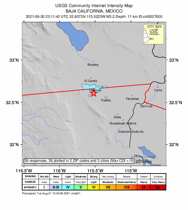 Did You Feel It? map: shaking reported by the public
