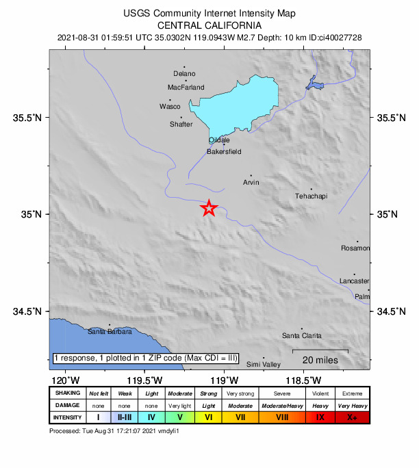 Did You Feel It? map: shaking reported by the public