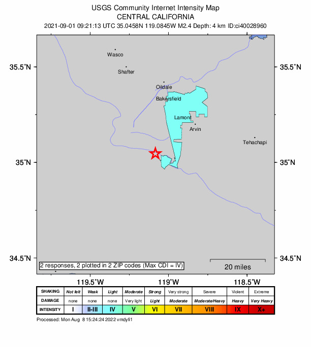 Did You Feel It? map: shaking reported by the public