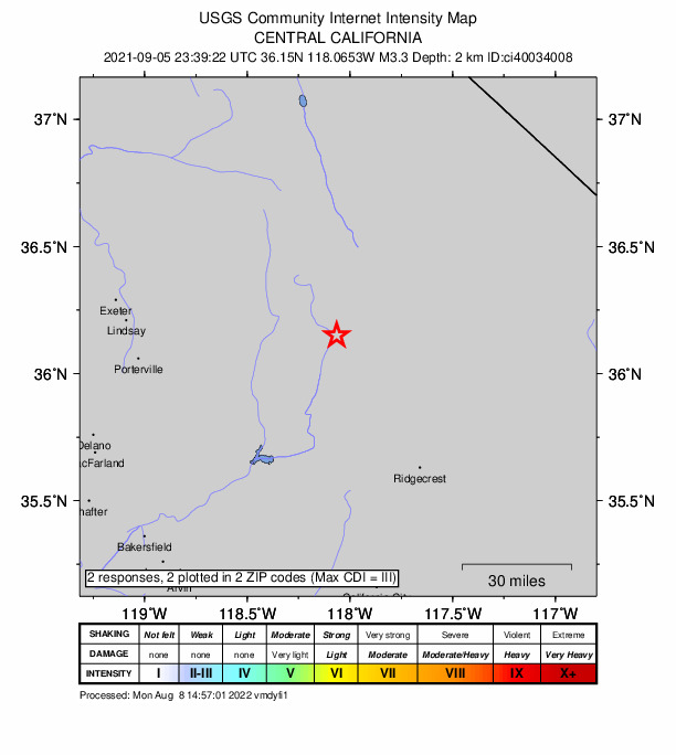 Did You Feel It? map: shaking reported by the public