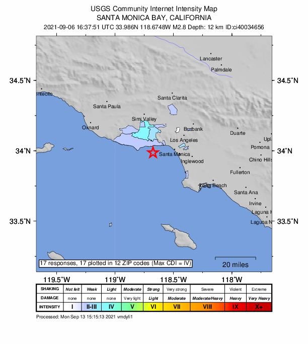Did You Feel It? map: shaking reported by the public