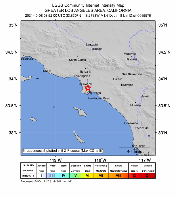 Did You Feel It? map: shaking reported by the public