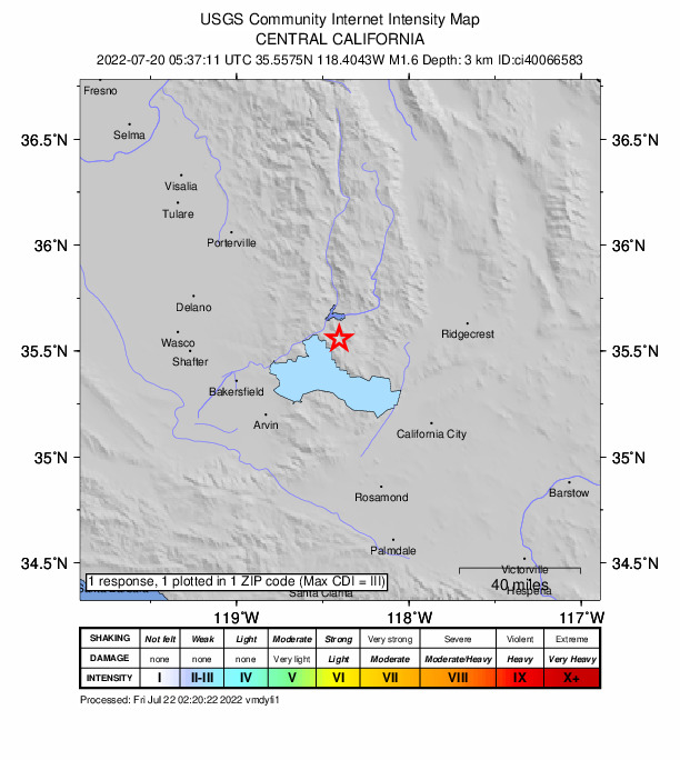 Did You Feel It? map: shaking reported by the public