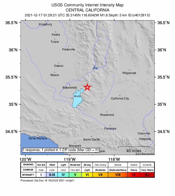 Did You Feel It? map: shaking reported by the public