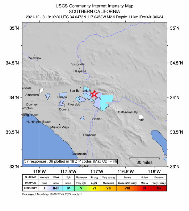 Did You Feel It? map: shaking reported by the public