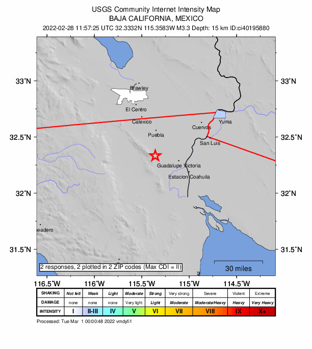 Did You Feel It? map: shaking reported by the public