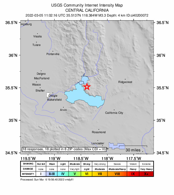 Did You Feel It? map: shaking reported by the public