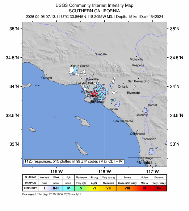 Did You Feel It? map: shaking reported by the public