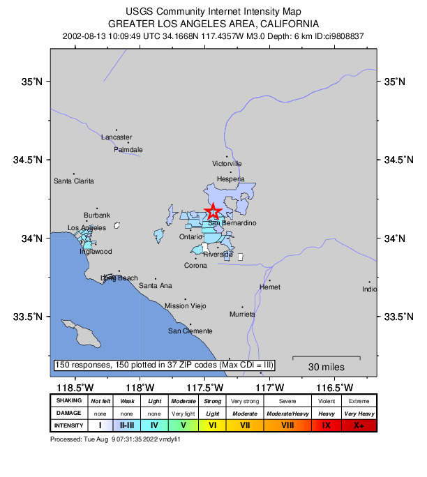 Did You Feel It? map: shaking reported by the public