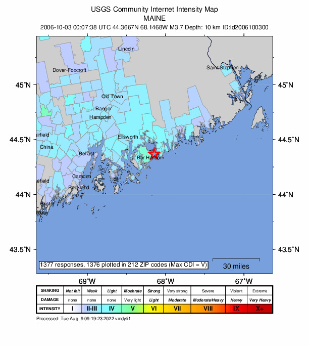 Did You Feel It? map: shaking reported by the public