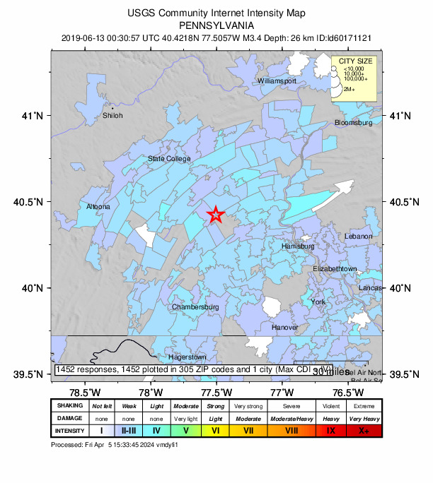 Did You Feel It? map: shaking reported by the public