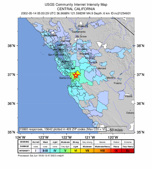 Did You Feel It? map: shaking reported by the public